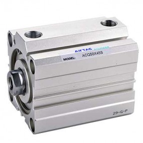 Cilindru pneumatic compact dubla actionare seria ACQ fara magnet, Piston Ø80 mm, Cursa 20 mm