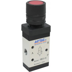 Distribuitor 3/2 seria 200 G1/8 cu actionare tip buton ingropat culoare rosie