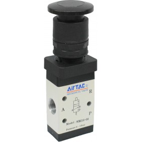 Distribuitor 3/2 seria 200 G1/4 actionare cu buton tip ciuperca culoare neagra