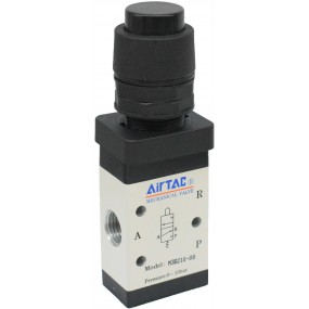 Distribuitor 3/2 seria 200 G1/4 actionare tip buton proeminent culoare neagra