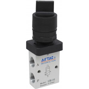 Distribuitor 3/2 seria S3 G1/4 cu actionare tip selector culoare neagra