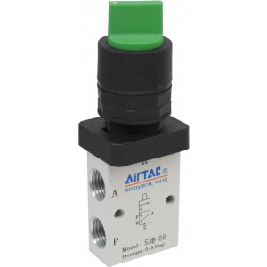 Distribuitor 3/2 seria S3 G1/4 cu actionare tip selector culoare verde