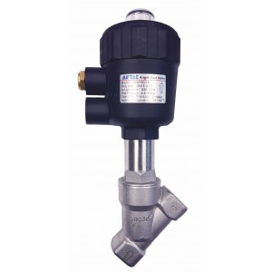 Vana control fluide unghiulara din inox SUS 316L aer/abur normal inchisa actionare pneumatica 1 1/4"