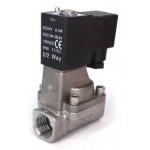 Vana control fluide din inox apa/aer/ulei/abur normal inchisa 1"  orificiu 25 mm cu bobina si conector - 12VDC