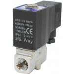 Vana control fluide din inox apa/aer/ulei/abur normal inchisa 1/4" cu bobina si conector - 110VAC