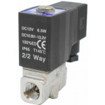 Vana control fluide din inox apa/aer/ulei normal inchisa 1/4" cu bobina si conector - 12VDC