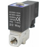 Vana control fluide din inox apa/aer/ulei/abur normal inchisa 1/4" cu bobina si conector - 220VAC