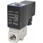 Vana control fluide din inox apa/aer/ulei/abur normal inchisa 1/4" cu bobina si conector - 24VDC