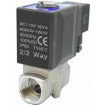 Vana control fluide din inox apa/aer/ulei normal inchisa 1/2" cu bobina si conector - 110VAC