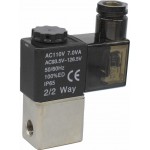 Vana control fluide din alama apa/aer/ulei normal inchisa 1/8" orificiu 2,5 mm cu bobina si conector - 110VAC