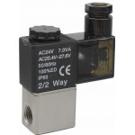 Vana control fluide din alama apa/aer/ulei normal inchisa 1/4" orificiu 2,5 mm cu bobina si conector - 24VAC