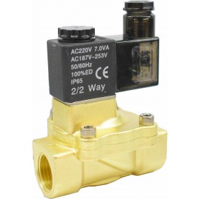 Vana control fluide din alama apa/aer/ulei normal inchisa 3/8" orificiu 13 mm cu bobina si conector - 220VAC