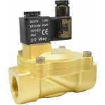 Vana control fluide din alama apa/aer/ulei normal inchisa 3/4" orificiu 25 mm cu bobina si conector - 12VDC