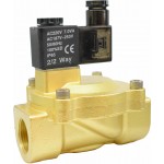 Vana control fluide din alama apa/aer/ulei normal inchisa 3/4" orificiu 25 mm cu bobina si conector - 220VAC