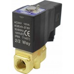 Vana control fluide din alama apa/aer/ulei normal inchisa 1/4" orificiu 3 mm cu bobina si conector - 24VAC