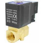 Vana control fluide din alama apa/aer/ulei normal inchisa 1/2" orificiu 5 mm cu bobina si conector - 220VAC