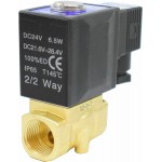 Vana control fluide din alama apa/aer/ulei normal inchisa 1/2" orificiu 5 mm cu bobina si conector - 24VDC