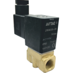 Vana control fluide din alama apa/aer/ulei normal inchisa 1/4" orificiu 3 mm cu bobina si conector - 110VAC