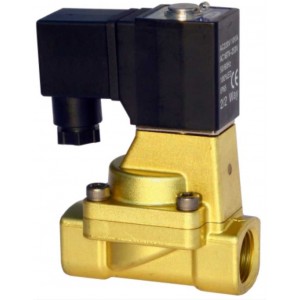 Vana control fluide din alama apa/aer/ulei normal deschisa 3/4" orificiu 20 mm cu bobina si conector - 110VAC