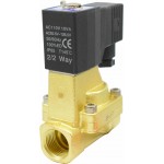 Vana control fluide din alama apa/aer/ulei normal inchisa 1/2" orificiu 15 mm cu bobina si conector - 110VAC