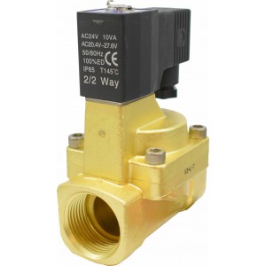 Vana control fluide din alama apa/aer/ulei normal inchisa 3/4" orificiu 20 mm cu bobina si conector - 24VAC