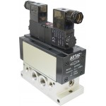 Electrovalva 5/3 centrul inchis ISO 5599/1 bistabila cu bobine si conectori cu led prezenta tensiune - 110VAC