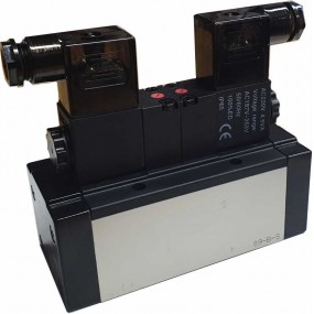 Electrovalva 5/2 ISO 5599/ bistabila cu bobine si conectori cu led prezenta tensiune -220VAC