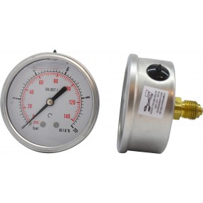 Manometru carcasa inox cu glicerina posterior Ø63 0-10 bar