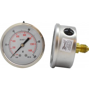 Manometru carcasa inox cu glicerina posterior Ø63 0-100 bar