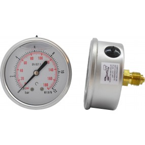 Manometru carcasa inox cu glicerina posterior Ø63 0-12 bar