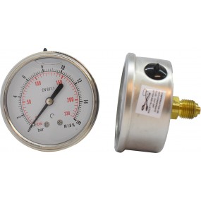 Manometru carcasa inox cu glicerina posterior Ø63 0-16 bar