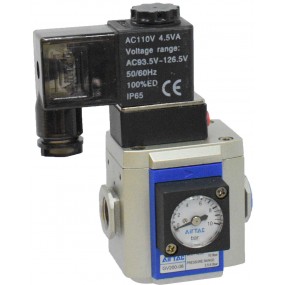 Valva pornire lenta 1/4" cu bobina si conector cu led prezenta tensiune 110VAC